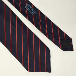 VINTAGE BATTAGLIA SILK TIE NAVY BLUE RED MINI REPP STRIPE ITALY 3.25" X 57" - Picture 1 of 2