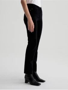 AG Mari Corduroy Mid-Rise Slim Straight Leg Pants Black size 32 (12) - Picture 1 of 8