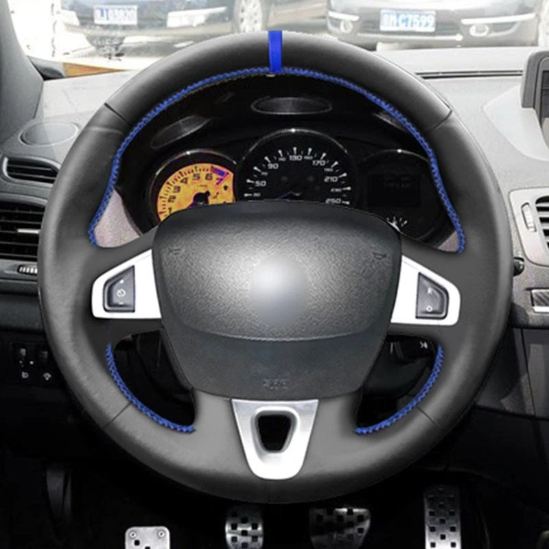 Blue-Line Leather Sewing Steering Wheel Cover For Renault Fluence (ZE) 2009-2015 - Image 1 of 4