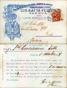 PADOVA CITTA'-PUBBLICITA' TESTATINA DISTILLERIA LIQUORI PEZZIOL-D17-70 - Picture 1 of 1