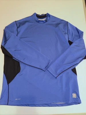 Nike Shirt Men’s 3XL Blue Black Dri Fit Performance Pro Combat Hyperwarm Swoosh - Image 1 of 4