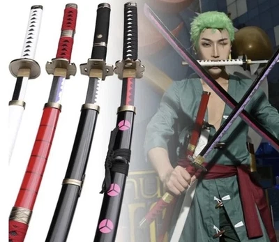 Conjunto de espadas com rack 4 peças 104 cm cosplay espada samurai com estojo de exibição cinto camada - Imagem 1 de 4