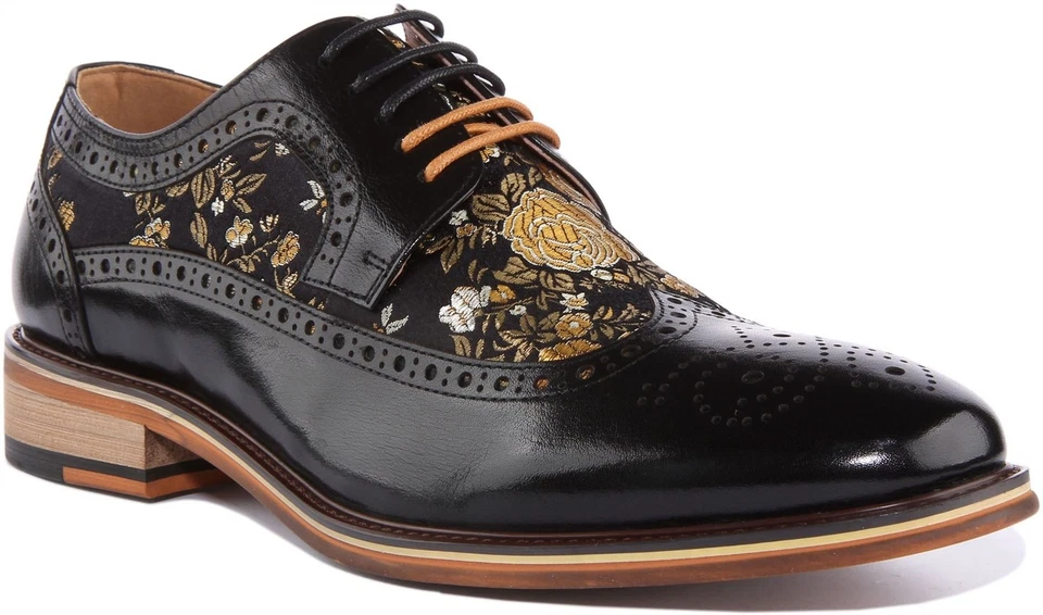 Justin Reess Inglaterra Cuero Cordones Hombre Premium Zapato Oxford Marrón UK - Imagen 1 de 1