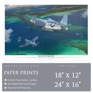 F4U Corsair Black Sheep Squadron - Paper Print by Craig Tinder - Picture 1 of 2