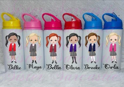 Back to School Water Bottle Girls Kids Personalised Metal Gift Party Gift Bags - Image 1 of 4