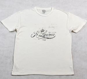 Polo Ralph Lauren TShirt Cream Tee R Lauren Logo Print S New - Picture 1 of 3