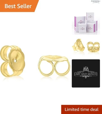 Elegante tuerca de repuesto trasera para pendiente de oro amarillo de 14k - ajuste seguro por fricción Foto 1 de 4