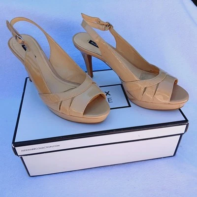 Sapatos femininos Alex Marie tamanho 8 bege salto slip-on couro palmilha elegante - Imagem 1 de 4