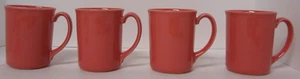 Corning Corelle Coffee Cups Mugs 3 3/4" Coral Pink Salmon Vintage USA 4 pc - Picture 1 of 5