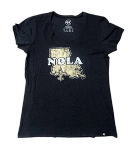 New Orleans Saints NOLA Womens Black Shirt Scoop Neck '47 Sizes Medium - Picture 1 of 3