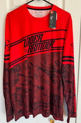 Camisa Under Armour UA Heat Gear UPF 50 Manga Larga Roja Negra Para Hombre XL Suelta Foto 1 de 4