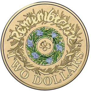 2017 $2 Rosemary Remembrance Aus Two Dollar Coloured Queen Rare Circ Coin x 1 - Picture 1 of 3