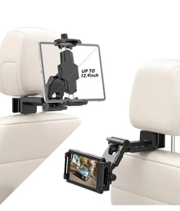 Car Headrest Tablet Phone Holder Mount Back Seat Desk Stand Safe 360° Adjustable - Photo 1/20