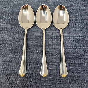 Oneida Cube GOLDEN JUILLIARD (3) posto/ovale cucchiaio zuppa 7 1/4" posate inox - Foto 1 di 5