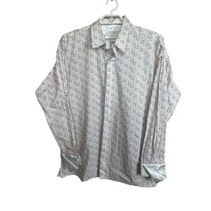 Coogi XXXL Hemd geometrisch französisch Manschette Knopfleiste weiß rot grau langarm - Bild 1 von 15