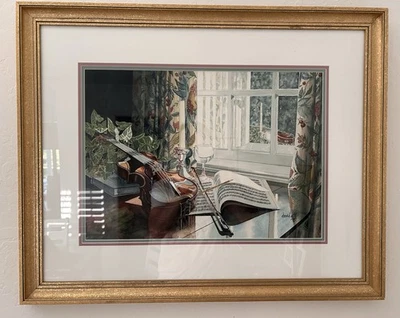 David Gill “Concierto para Violín Reminiscencia” FIRMADO Acuarela Original '95 - ENMARCADO Foto 1 de 4