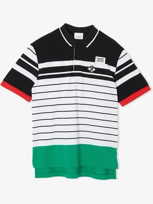 Polo Burberry para niños talla 10 con rayas negras, blancas, rojas y verdes Foto 1 de 4