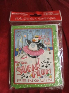 Mary Engelbreit Christmas Note Cards Sugar Plum Penguin Magnetic Paper Pad NEW - Picture 1 of 3