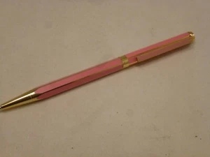 PINK PEN ENAMEL BRASS goldtone ? Gorgeous works ! RUBY STONE - Picture 1 of 8