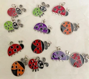 Ladybug Charms for Jewellery Making - Set 12 - Picture 1 of 1