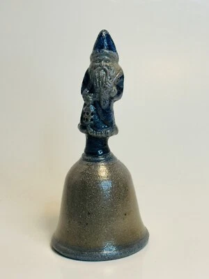Rowe Pottery Work Salt Glazed Santa Bell Hand Painted 1990 Christmas Collectible - Image 1 of 4