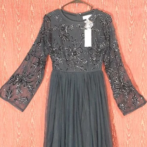 BOOHOO OCCASION Bridesmaid/Mother of the Braid Dress WOMEN Dark Navy Blue Long - Picture 1 of 13