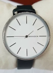 Skagen Watch SKW2724 Karolina Silver Tone White Dial Dark Green Strap - Picture 1 of 1