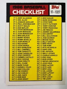 1986 Topps Traded Baseball - Checklist has names - Bonds, Canseco, Jackson - Picture 1 of 4