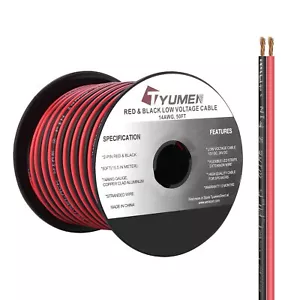 50ft 14/2 Gauge Red Black Cable Hookup Electrical Wire Led Strips Extension Wire - Picture 1 of 6