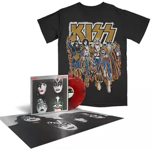 KISS Dynasty 45th Anniversary Red & Black Swirl Vinyl LP 180G Poster Shirt New - Picture 1 of 10