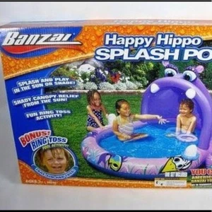 Banzai Happy Hippo SplashPool Shady Canopy Ages 3+ - Picture 1 of 5