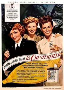 CHESTERFIELD ZIGARETTEN—EIN AUFRUF AN KRANKENSCHWESTERN ZUR ANMELDUNG—ORIGINAL 1943 WWII PRINT AD - Bild 1 von 1
