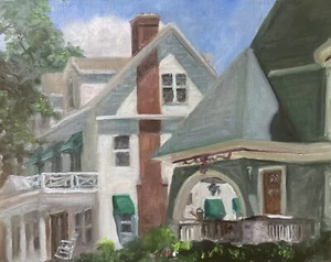 Grand Rapids Houses On College Ave. - Original Oil Painting - Picture 1 of 1