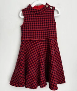 JANIE & JACK kleines Mädchen Kinder Kleid rot Hahnentritt ärmellos Größe 3 - Bild 1 von 8