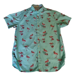 Denim & Flower Ricky Singh S/S Button Down Hemd Slim Fit Aqua Pink Flamingos M - Bild 1 von 21
