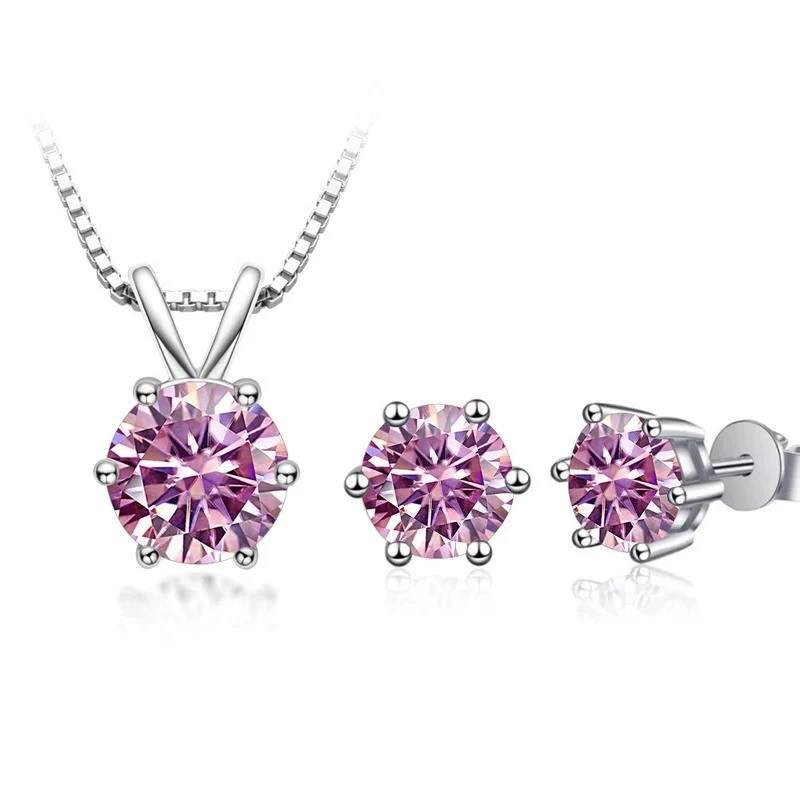 Set Gioielli Moissanite 3CT Collana & Orecchini Argento 925 Certific. GRA FRY107 - Immagine 1 di 4