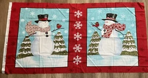 Moda SNOW MUCH FUN by Deb Strain Christmas Panel Snowman Berry Red 19800-12 - Picture 1 of 5