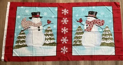 Moda SNOW MUCH FUN by Deb Strain Christmas Panel Snowman Berry Red 19800-12 - Image 1 of 4