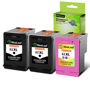 Black+Tri-color Ink Cartridge For HP 62XL ENVY 5541 5643 Officejet 5740 5741 3PK - Picture 1 of 12