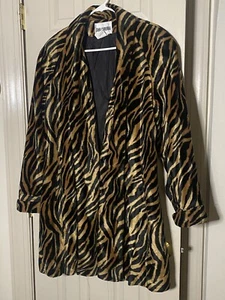Vintage JOHN CARUANA Animal Print Faux Fur w/pockets Coat Medium USA - Picture 1 of 4