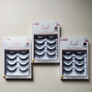 3 Packs KISS Lash Couture Naked Drama False Eyelashes ‘Ruffle’ 4 Pairs In Each - Picture 1 of 10