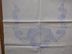Vintage Pre-Stamped Cross Stitch Floral Table Runners (2) ~ 41" x 15" - Picture 1 of 4