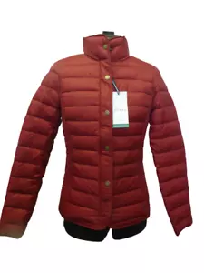 Joules 212409 Chevron Red Wine Quilted Padded Coat Zip Up Jacket Ladies Size 6 - Picture 1 of 8