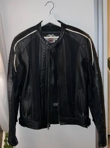 Harley Davidson Reflective and Black Perforated Leather Jacket 97070-06VM Small - Foto 1 di 24