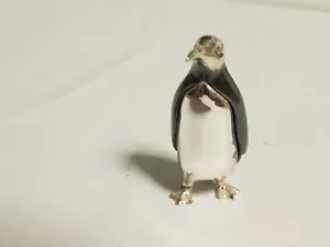 Solid Silver & Enameled Miniature Penguin 3cm Tall - Picture 1 of 8