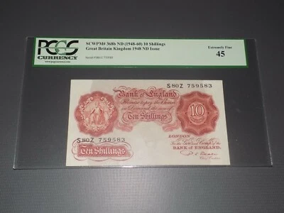 PCGS GREAT BRITAIN KINGDOM 10 SHILLINGS 1948 ND ISSUE SCWPM# 368B EX FINE 45 - Image 1 of 4