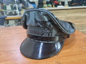 Finest soft snake skin leather biker Muir cap. - Picture 1 of 10