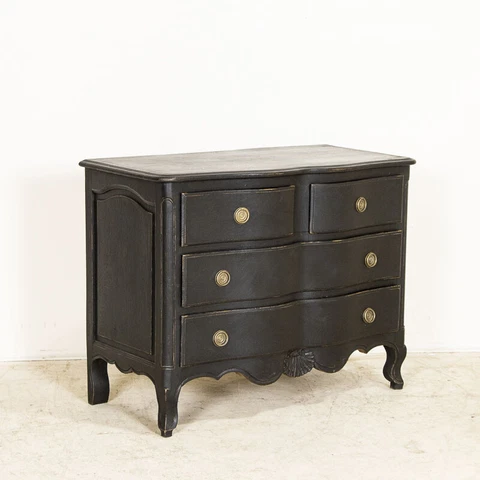 Antique French Country Chest of Drawers Painted Black Cover