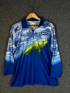 BCF Polo Shirt Kids Size 14 Blue Fishing Zipped Long Sleeve Collared Casual Logo - Picture 1 of 11