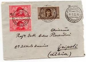 Regno 1933 busta per estero Foligno per TRIPOLI - tariffa 50c - Foto 1 di 2